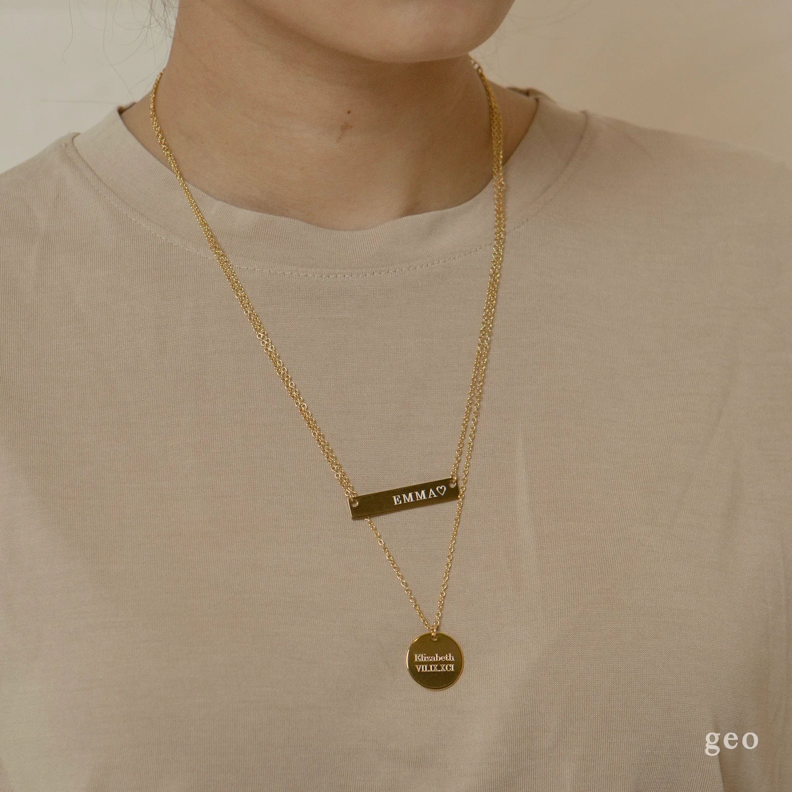 Engraved Disc Name Necklace and Message