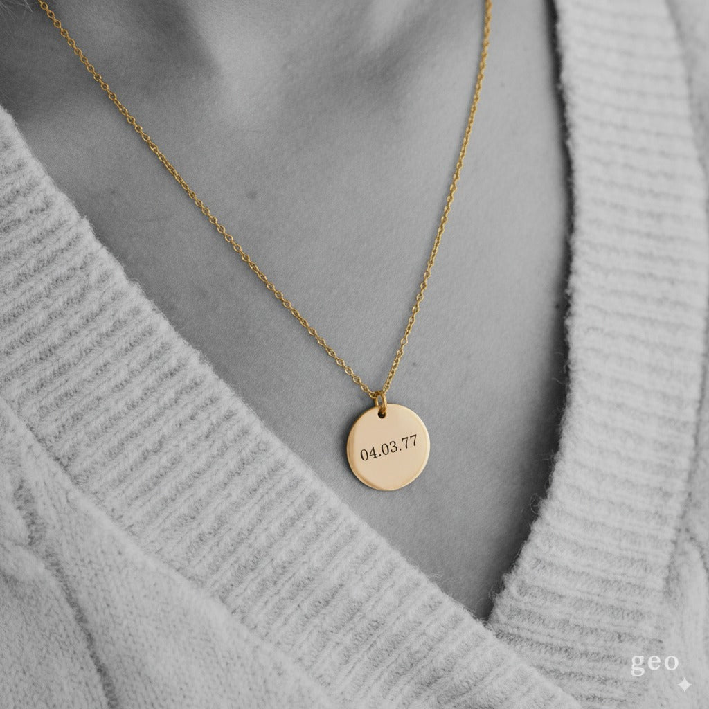 Engraved Disc Name Necklace and Message