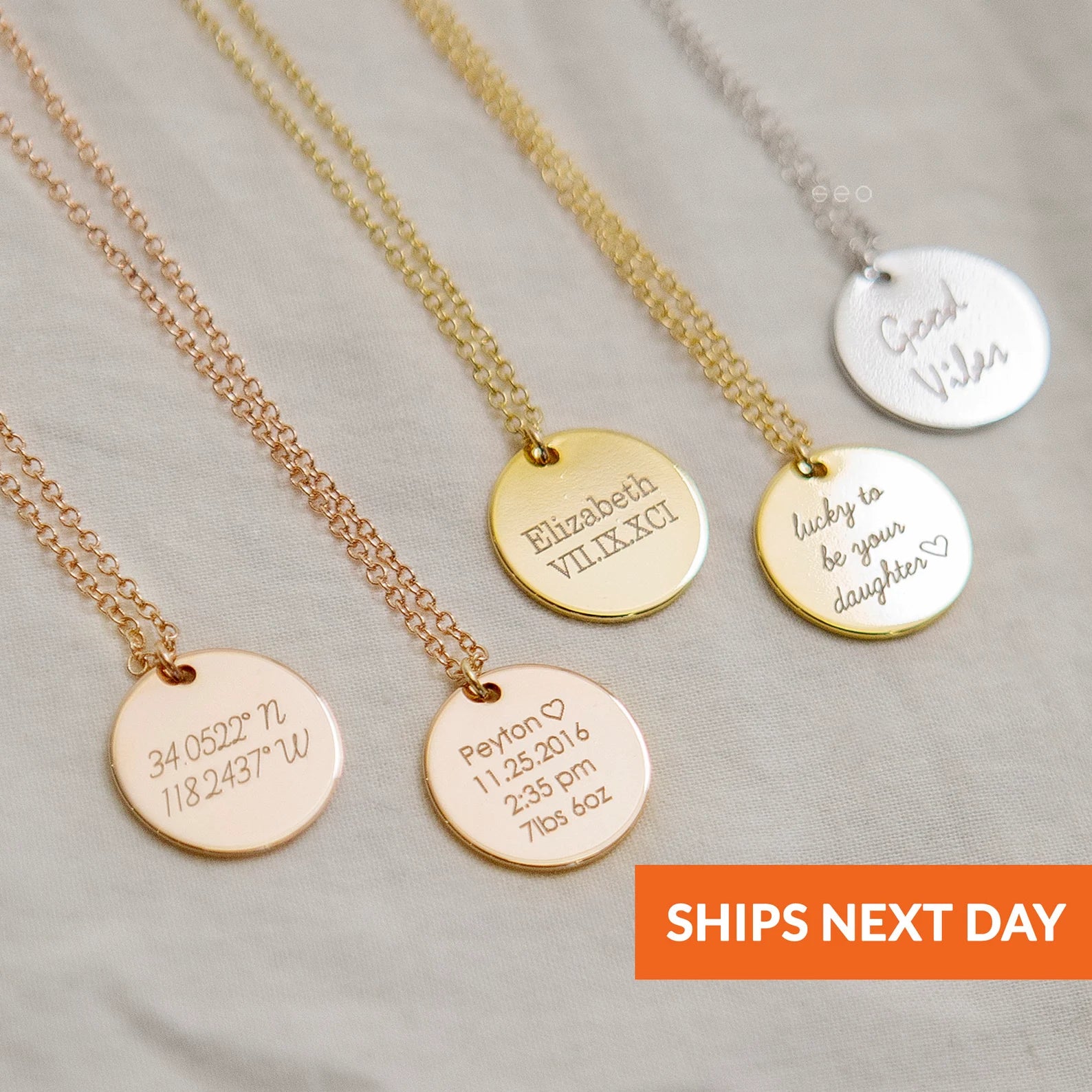 Engraved Disc Name Necklace and Message